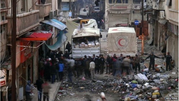 Syria: relief convoys heading to Homs attacked for second day running